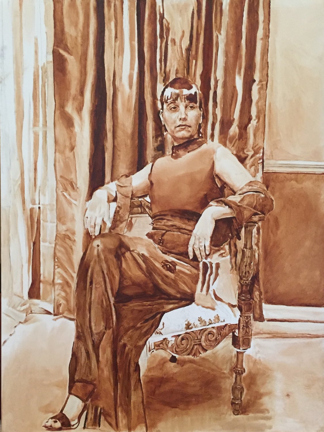Joshua Cooper’s skill in oil painting can be seen in his “Shana in Sepia” work. Cooper will paint a mural on one wall of the Lightner Museum.